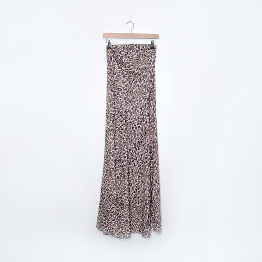 carolina belle linen-blend strapless full length leopard print dress - size small