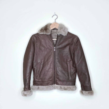 belstaff short brown shearling jacket - size small