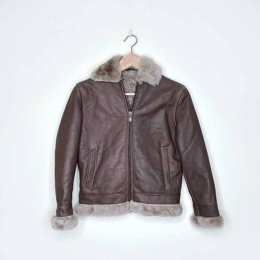 belstaff short brown shearling jacket - size small