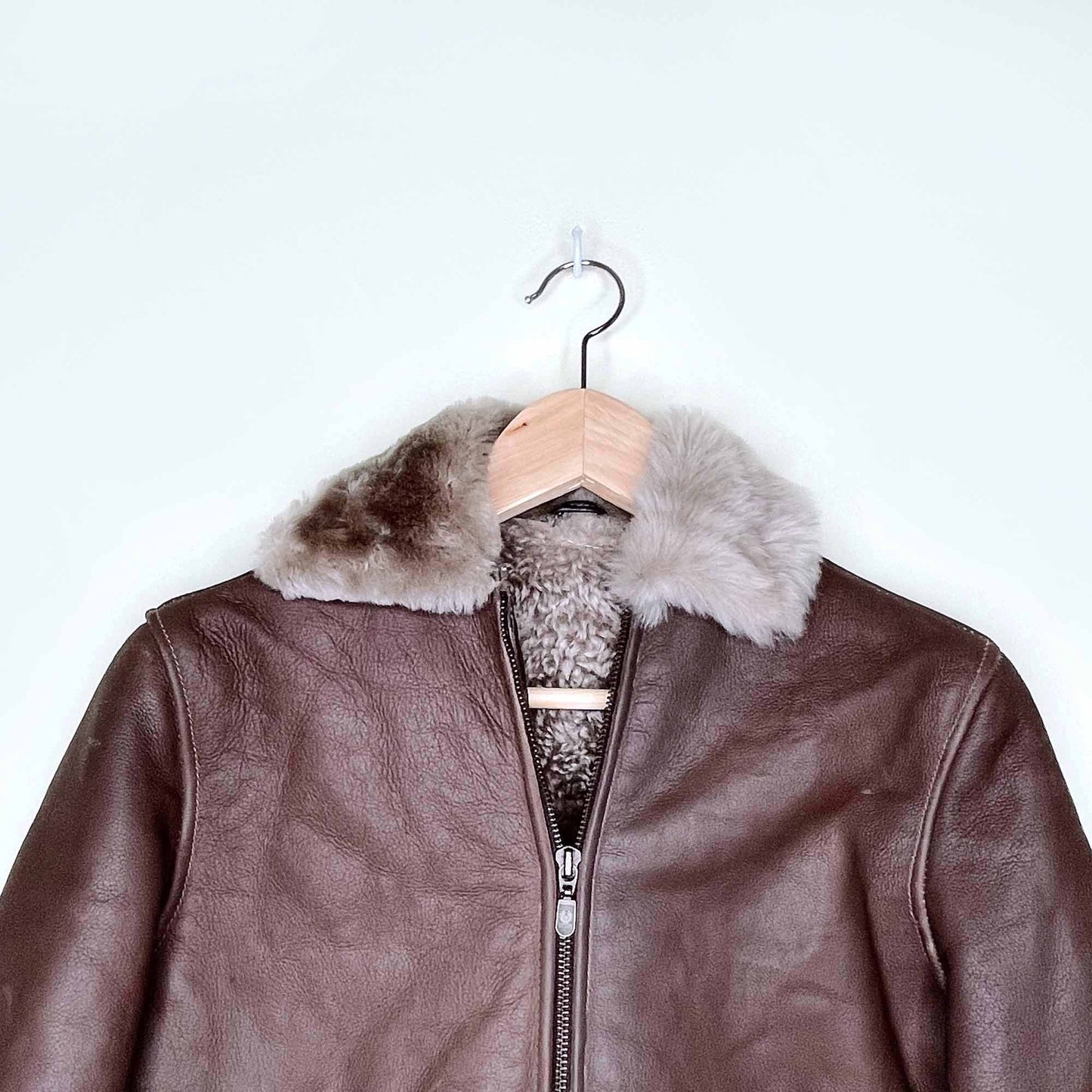 belstaff short brown shearling jacket - size small