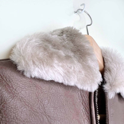 belstaff short brown shearling jacket - size small