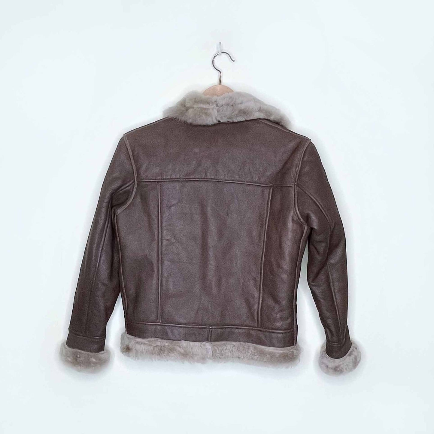 belstaff short brown shearling jacket - size small