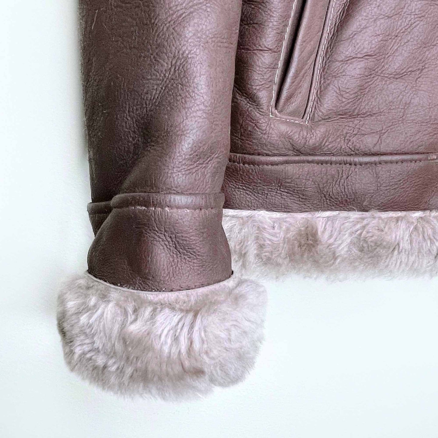 belstaff short brown shearling jacket - size small