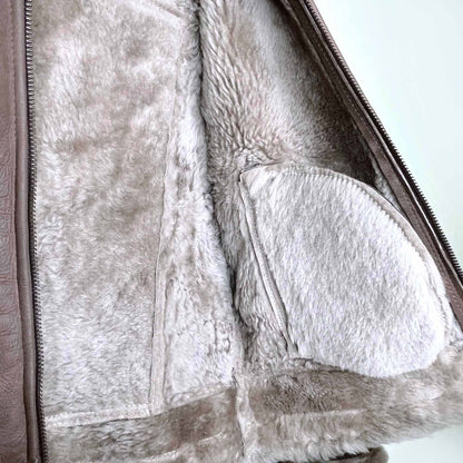 belstaff short brown shearling jacket - size small