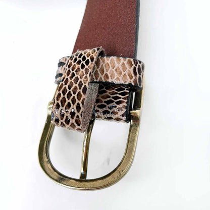 anthropologie leather snakeskin belt - 36" (xs)