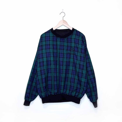 mercedes benz reversible plaid v-neck popover jacket - large