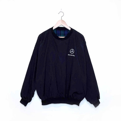 mercedes benz reversible plaid v-neck popover jacket - large