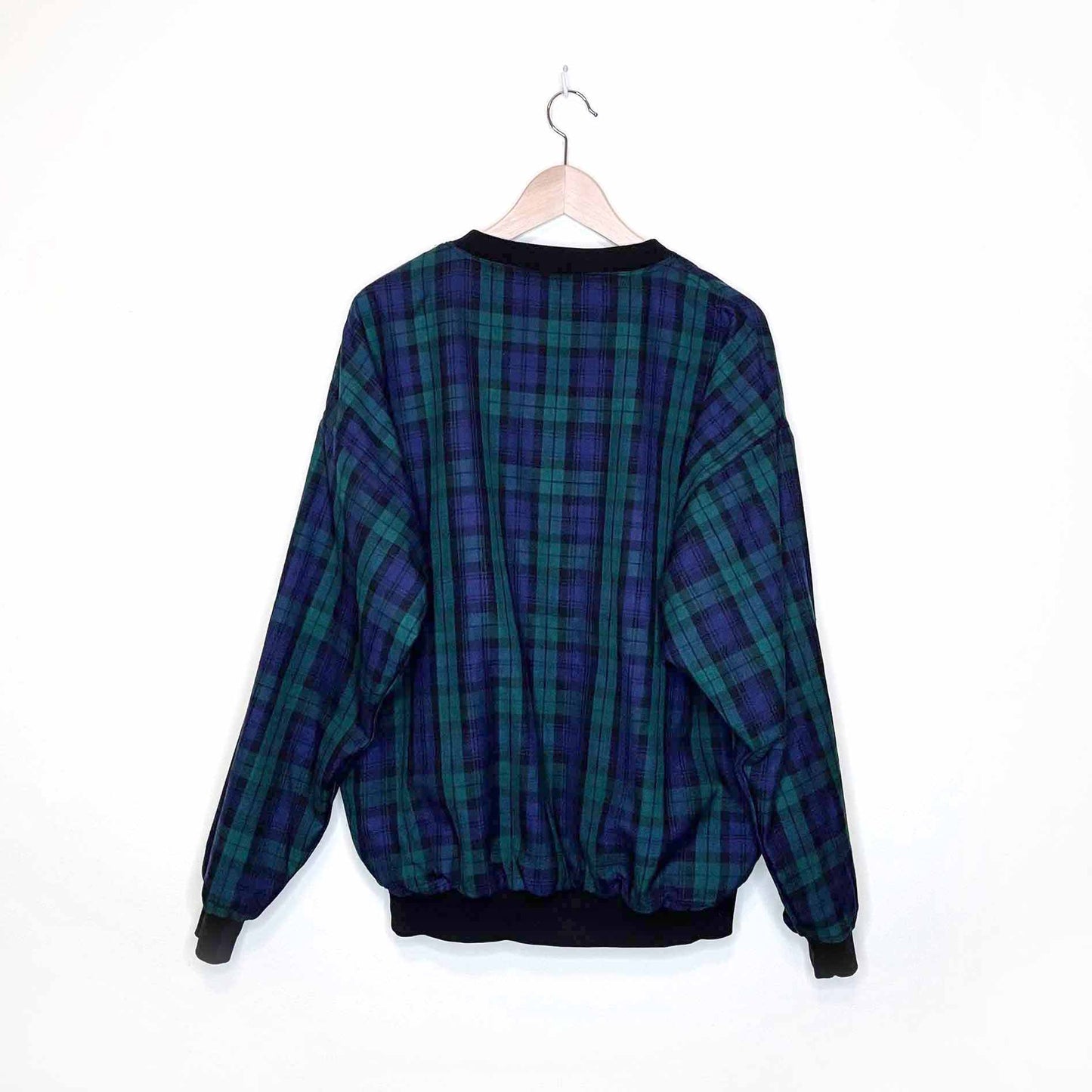 mercedes benz reversible plaid v-neck popover jacket - large