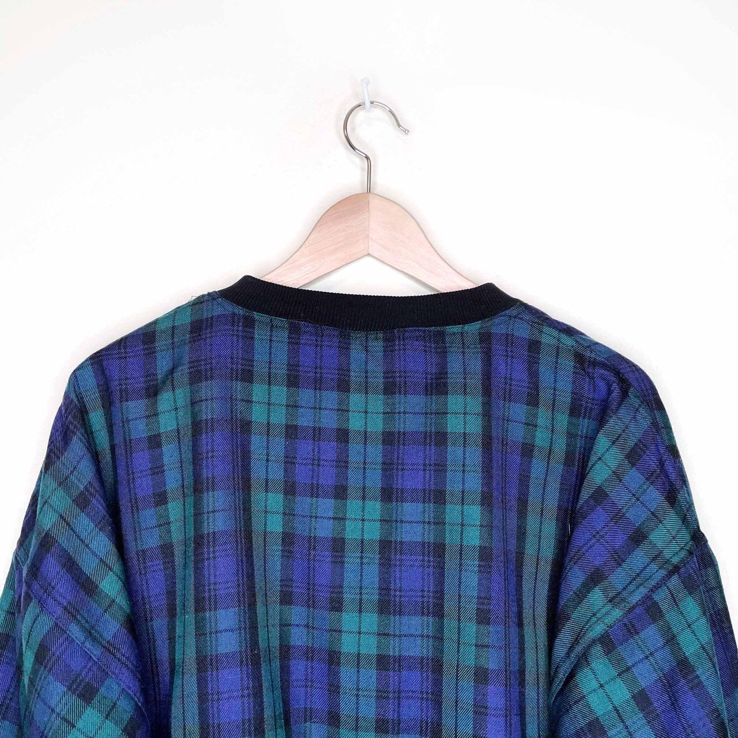 mercedes benz reversible plaid v-neck popover jacket - large