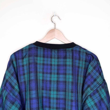 mercedes benz reversible plaid v-neck popover jacket - large