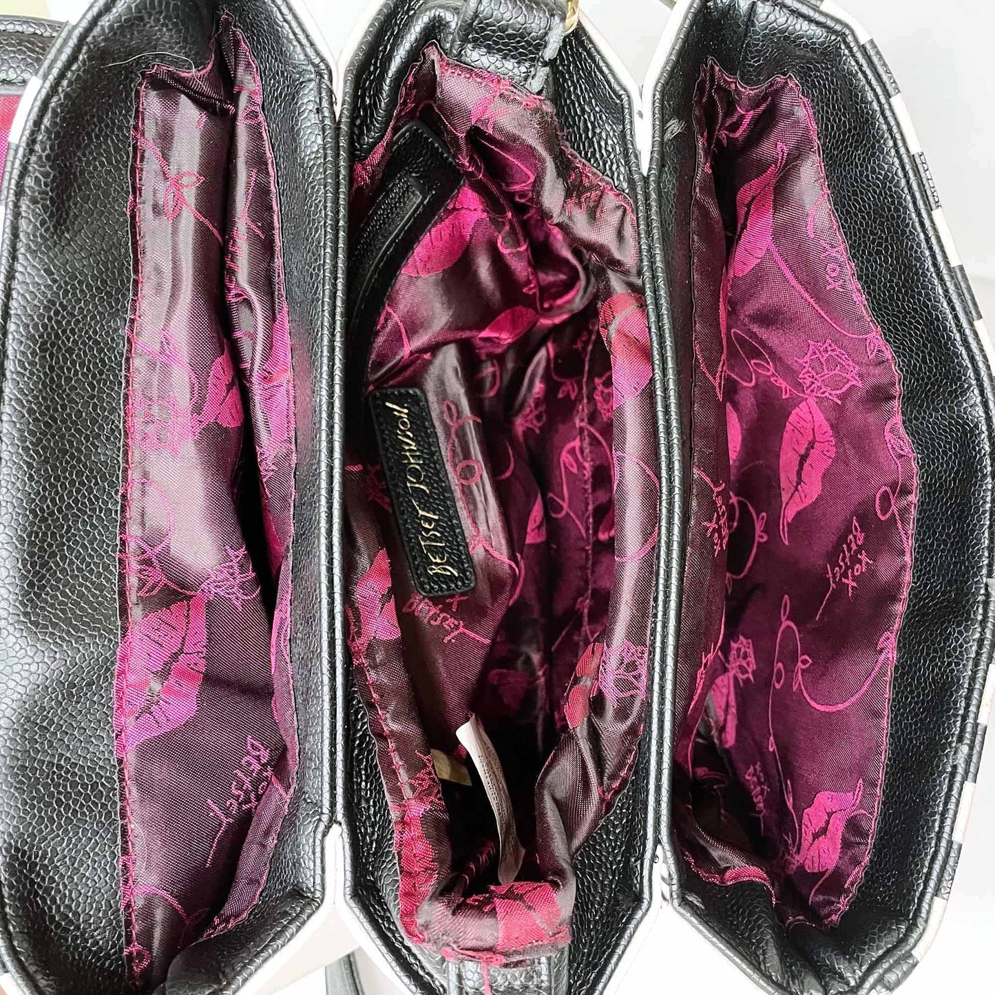 betsey johnson flower decal striped accordion crossbody