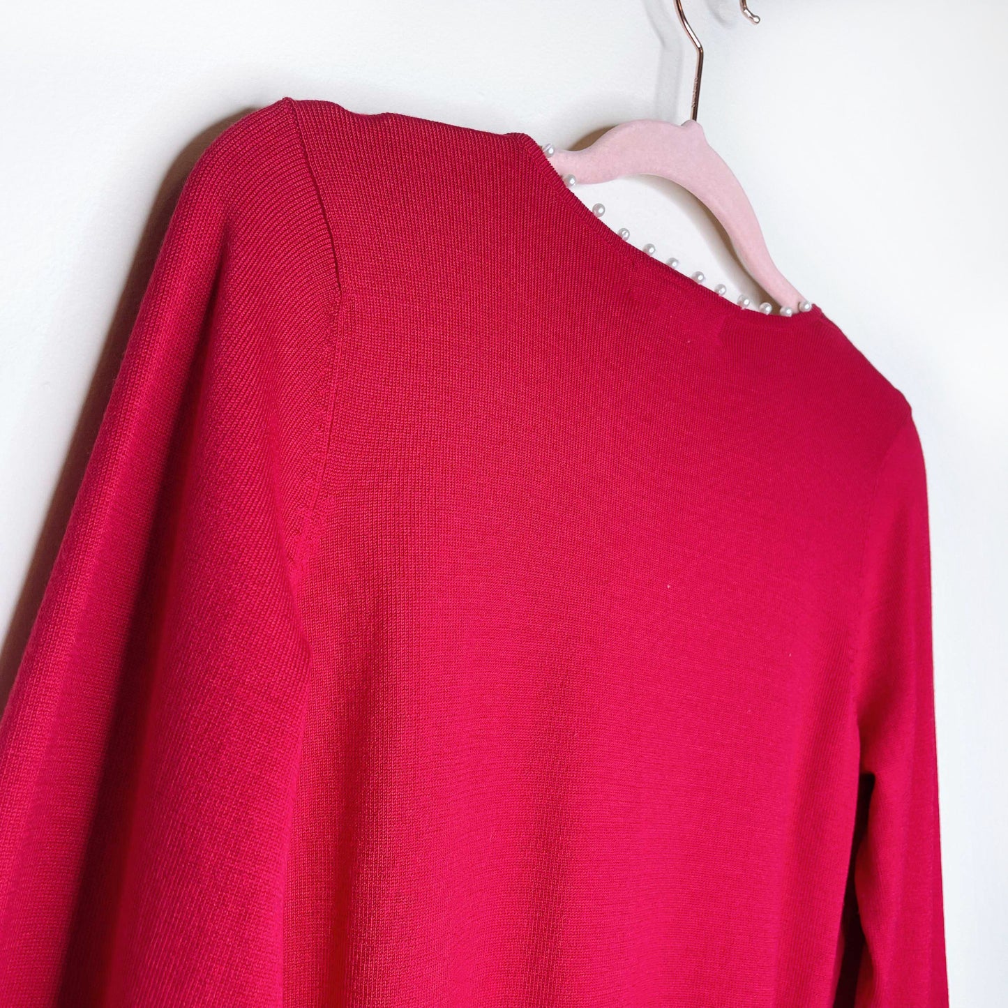 vintage betsey johnson red silk cardigan with pearl trim - size small