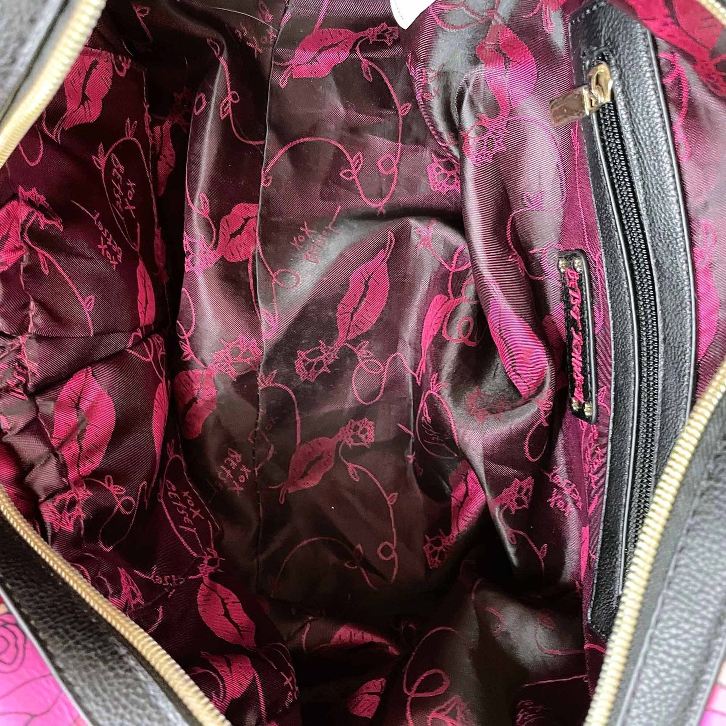 betsey johnson vegan leather rose leopard boston handbag