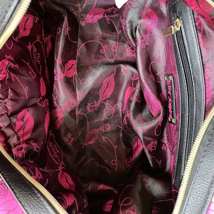 betsey johnson vegan leather rose leopard boston handbag