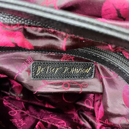 betsey johnson vegan leather rose leopard boston handbag