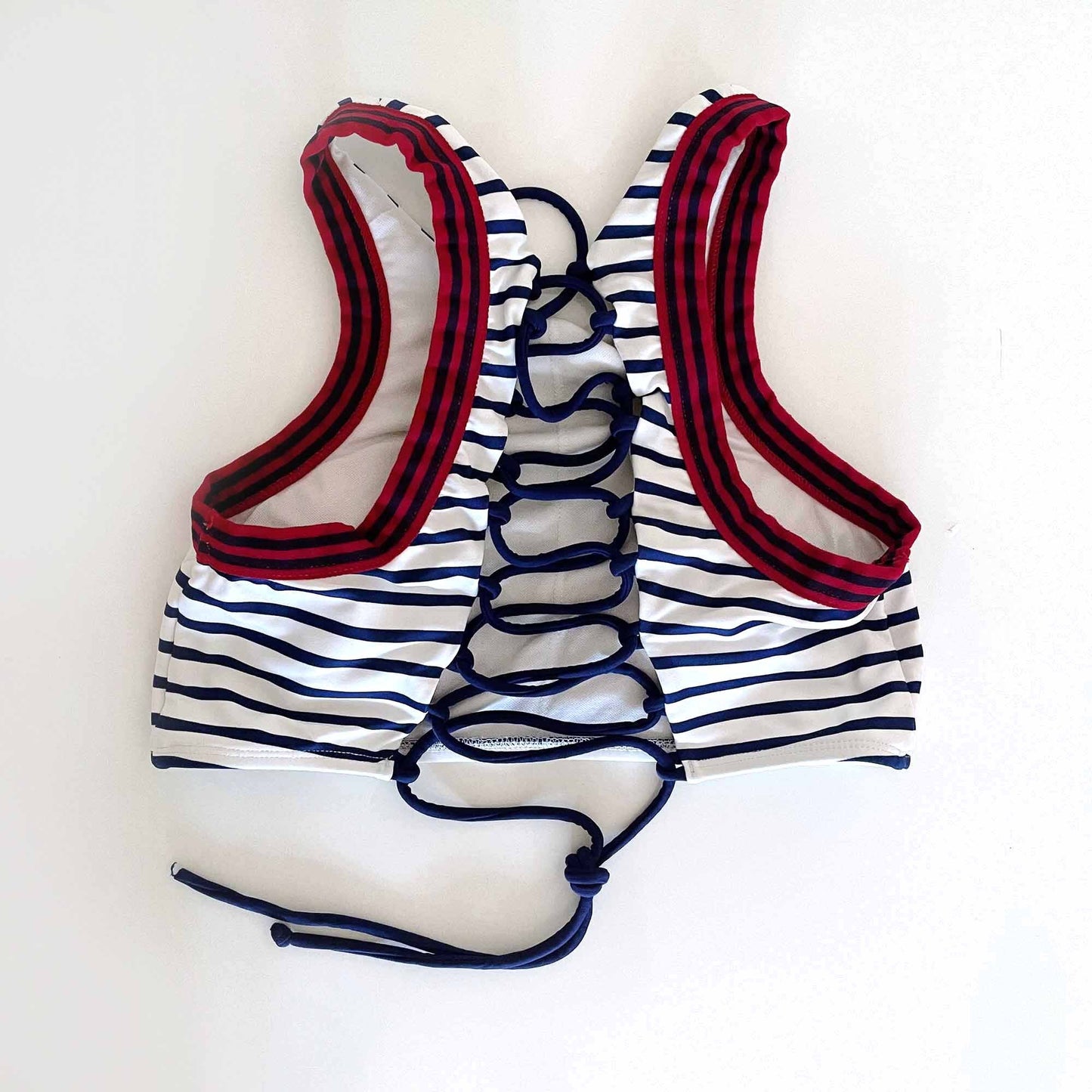 body glove stripe high neck crop bikini top - size medium
