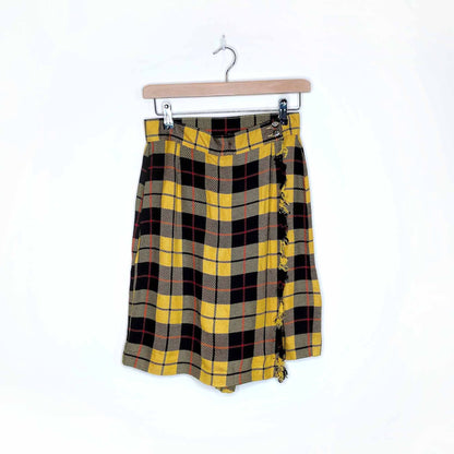 vintage bianca high rise yellow tartan skort - size 10