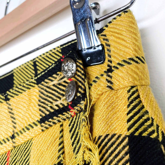 vintage bianca high rise yellow tartan skort - size 10