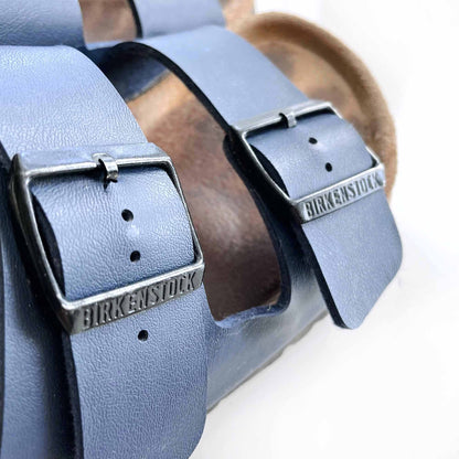 birkenstock arizona blue two strap leather sandals - size 38