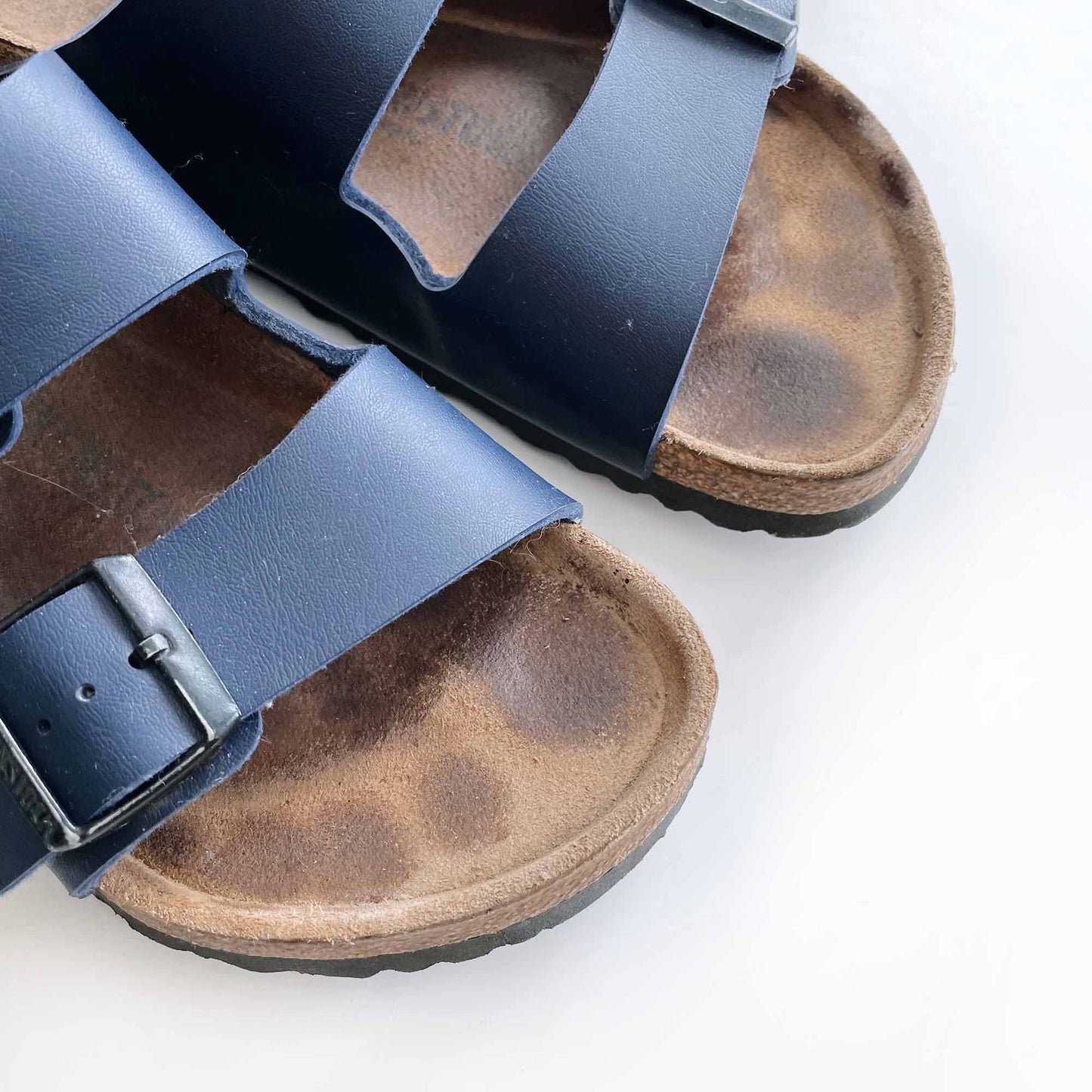 birkenstock arizona blue two strap leather sandals - size 38