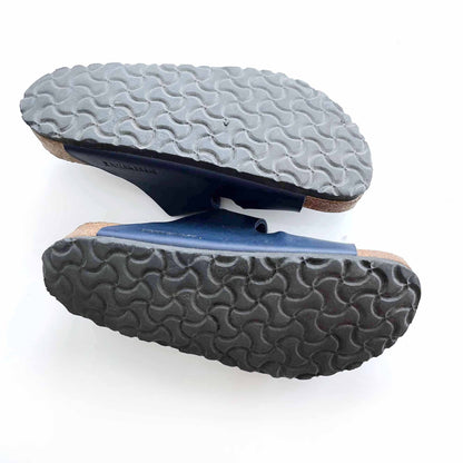 birkenstock arizona blue two strap leather sandals - size 38