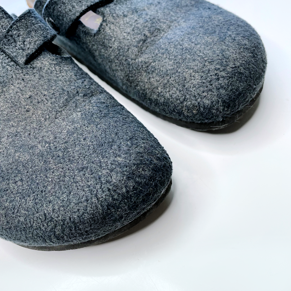 birkenstock grey wool felt boston clog mules - size 39