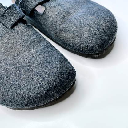 birkenstock grey wool felt boston clog mules - size 39