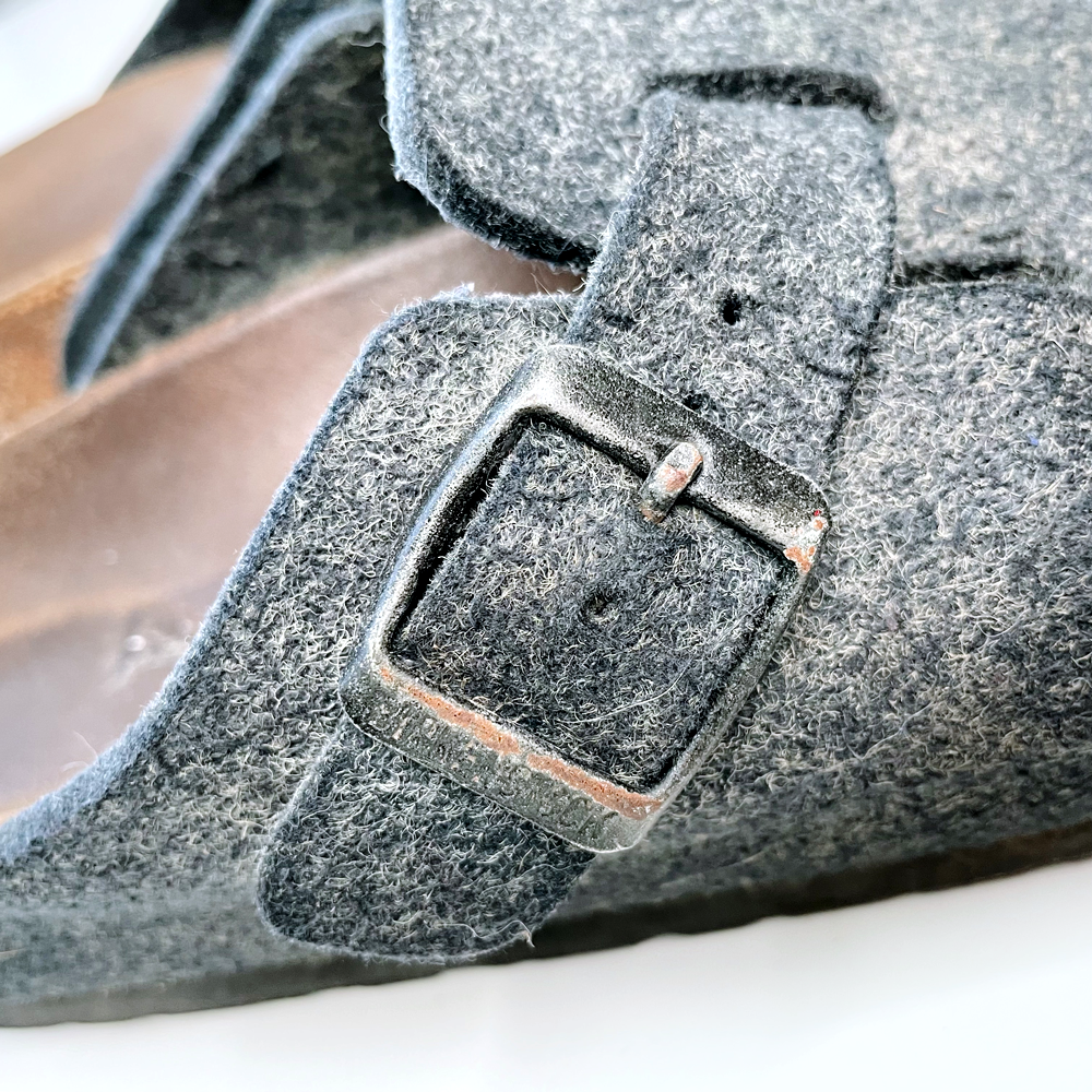 birkenstock grey wool felt boston clog mules - size 39