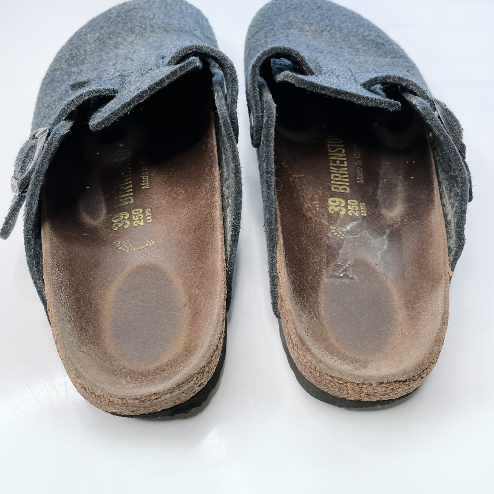 birkenstock grey wool felt boston clog mules - size 39