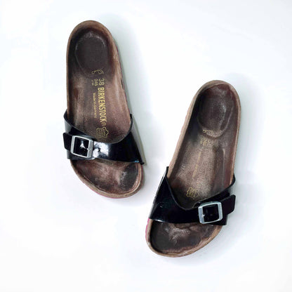 birkenstock madrid black patent sandals - size 38