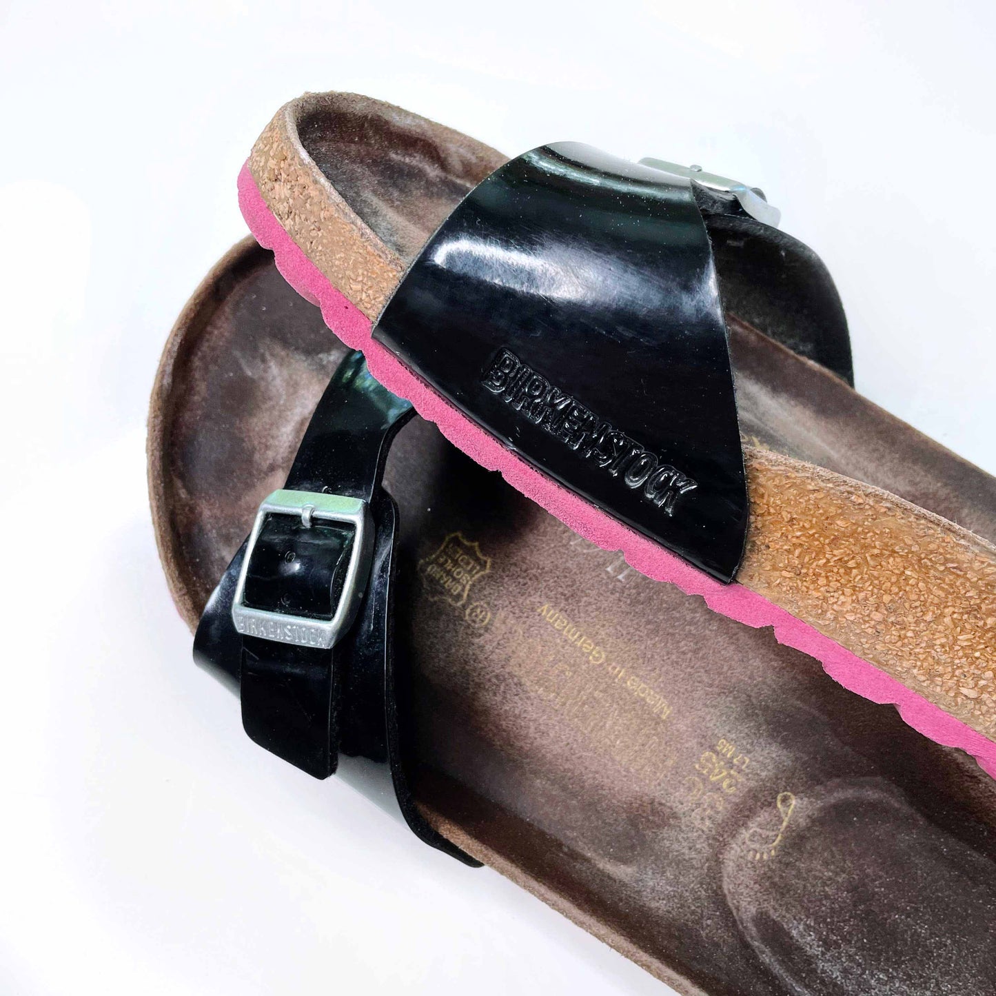 birkenstock madrid black patent sandals - size 38