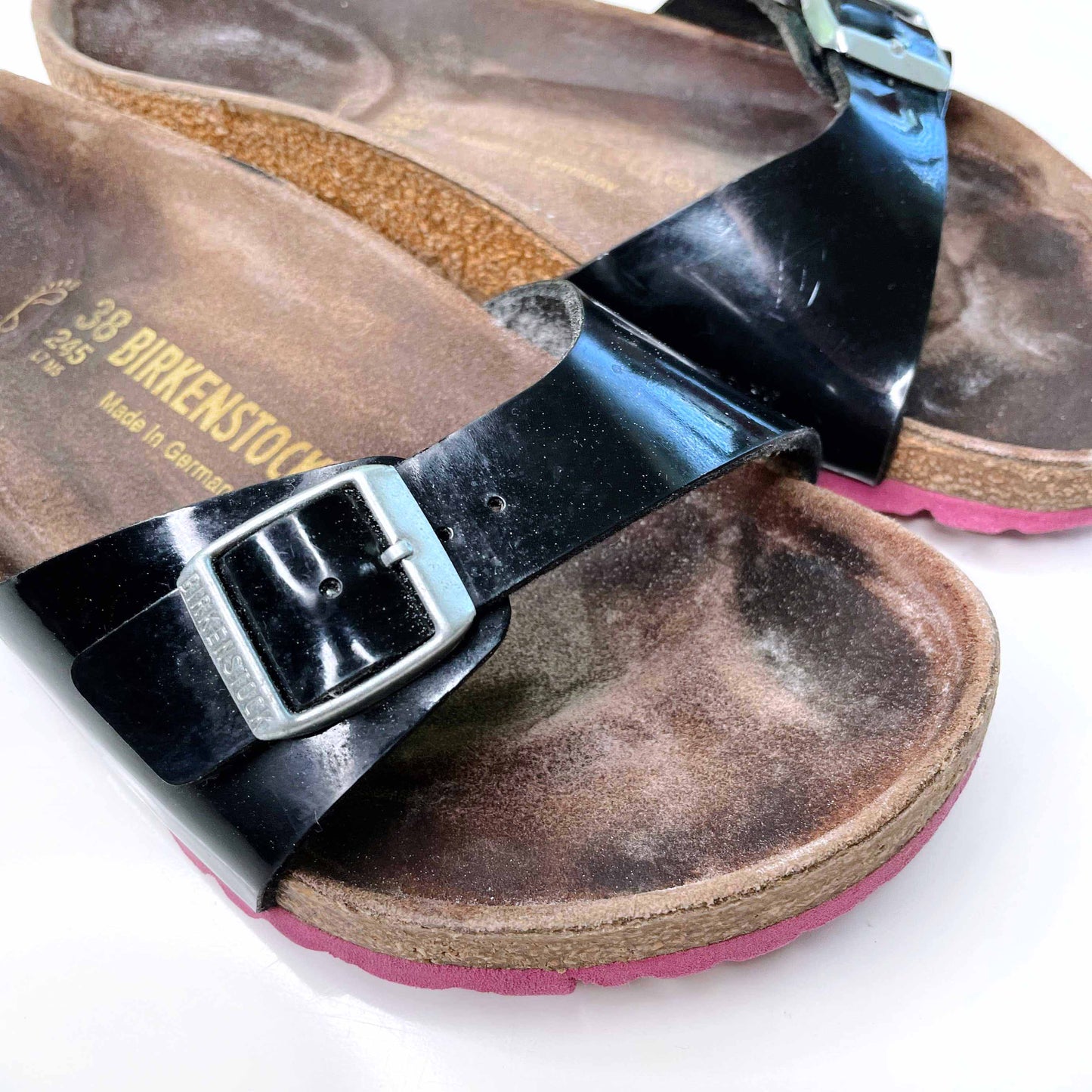 birkenstock madrid black patent sandals - size 38