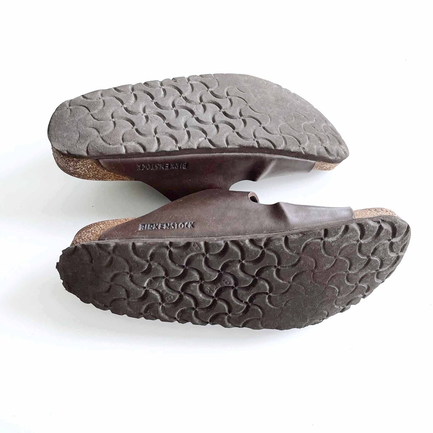 birkenstock arizona brown leather 2-strap sandals - size 39