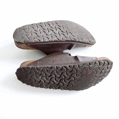 birkenstock arizona brown leather 2-strap sandals - size 39