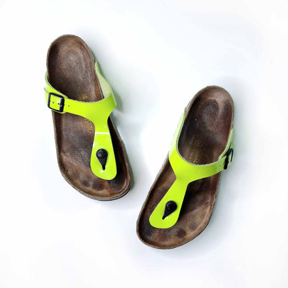 birkenstock gizeh birko-floor sandals in lime green - size 38