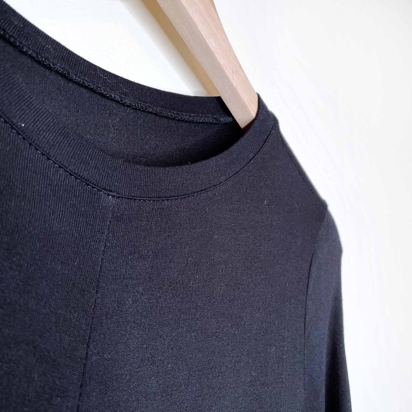 black long sleeve front slit maxi shirt dress - size xs