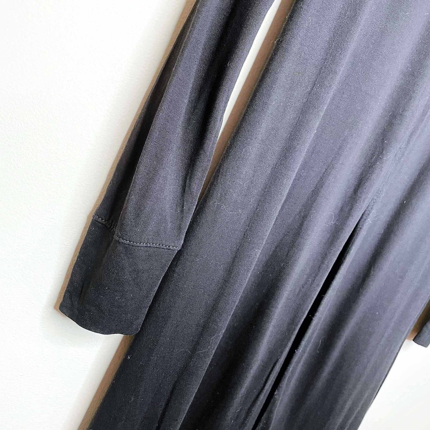 black long sleeve front slit maxi shirt dress - size xs