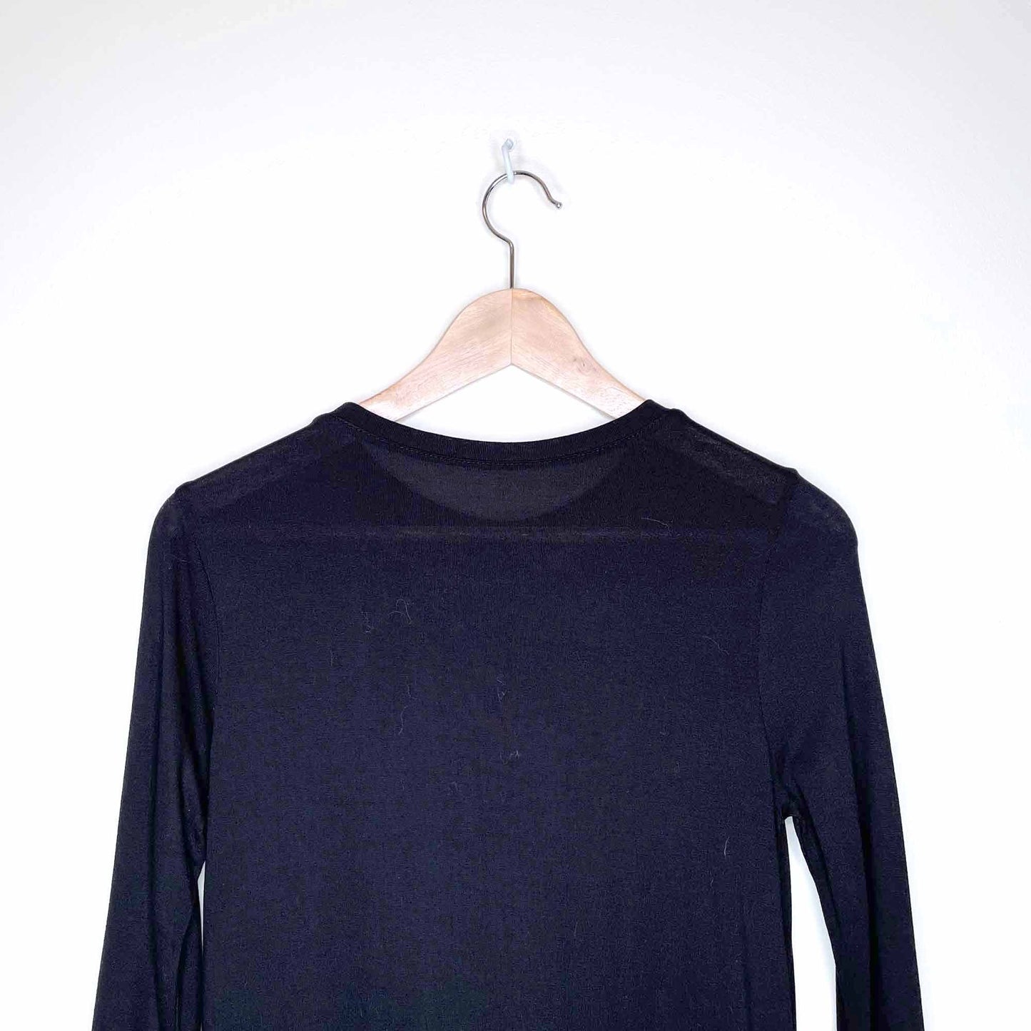 black long sleeve front slit maxi shirt dress - size xs