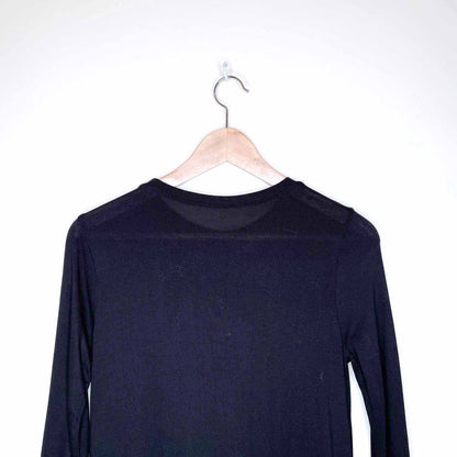 black long sleeve front slit maxi shirt dress - size xs