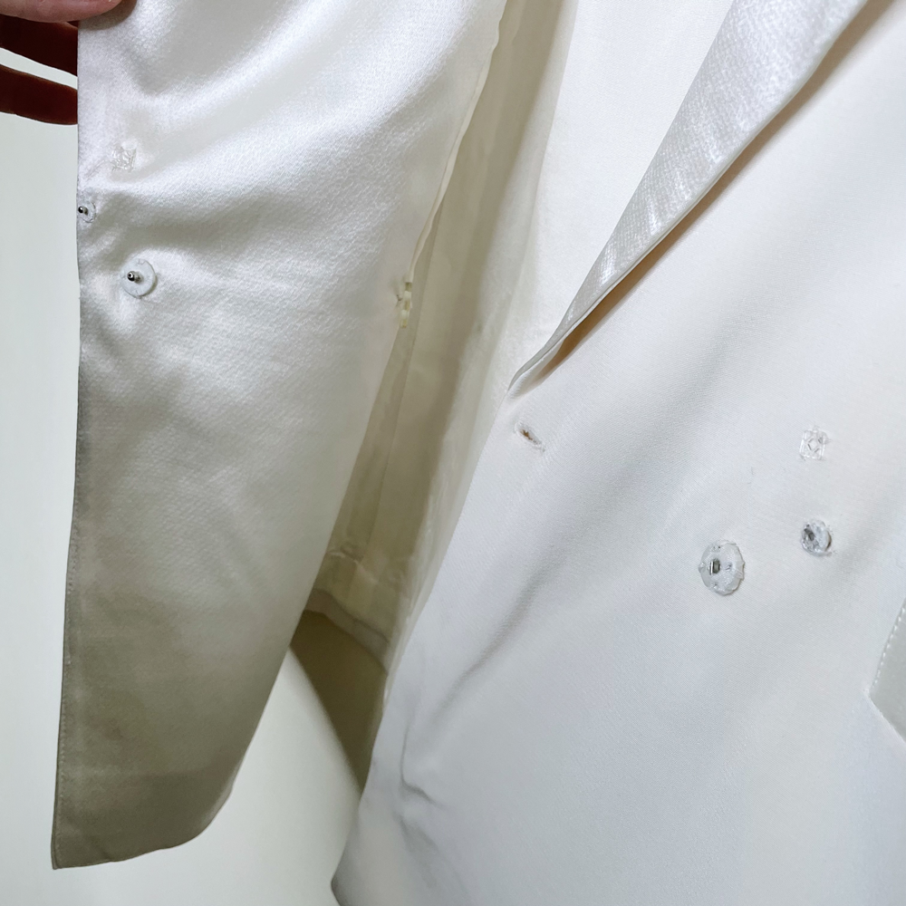 vintage joy cherry white tuxedo blazer with gold beading - size 8