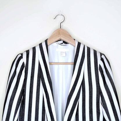 h&m linen-blend striped jacket blazer - size 4