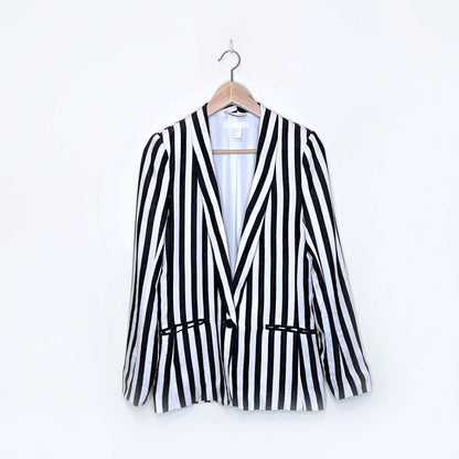 h&m linen-blend striped jacket blazer - size 4