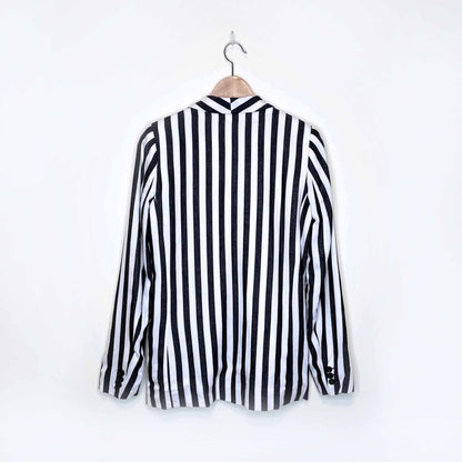 h&m linen-blend striped jacket blazer - size 4