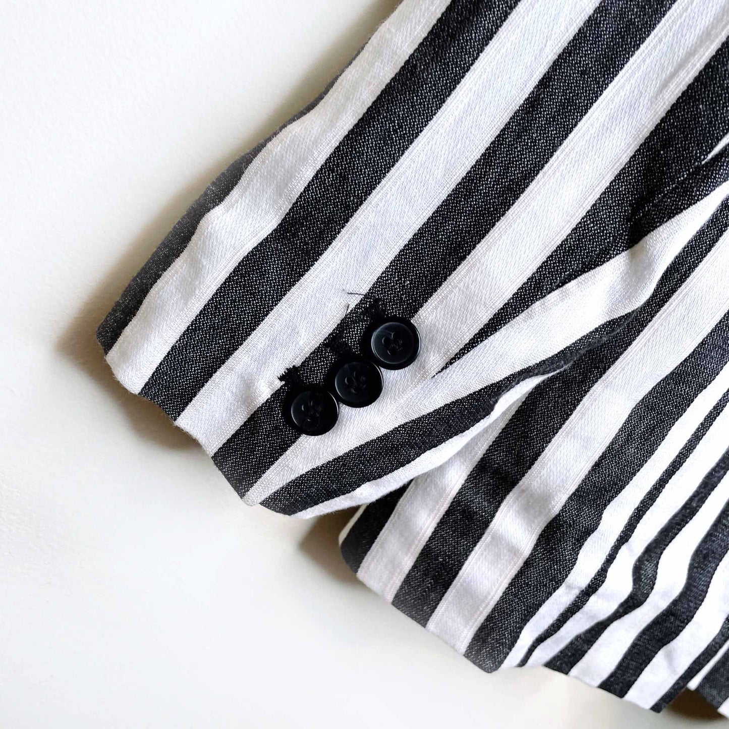 h&m linen-blend striped jacket blazer - size 4