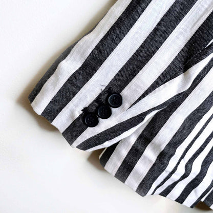 h&m linen-blend striped jacket blazer - size 4