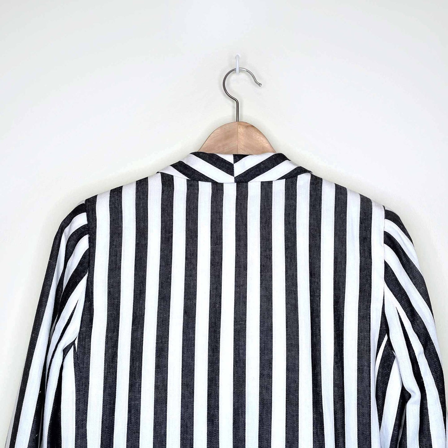 h&m linen-blend striped jacket blazer - size 4