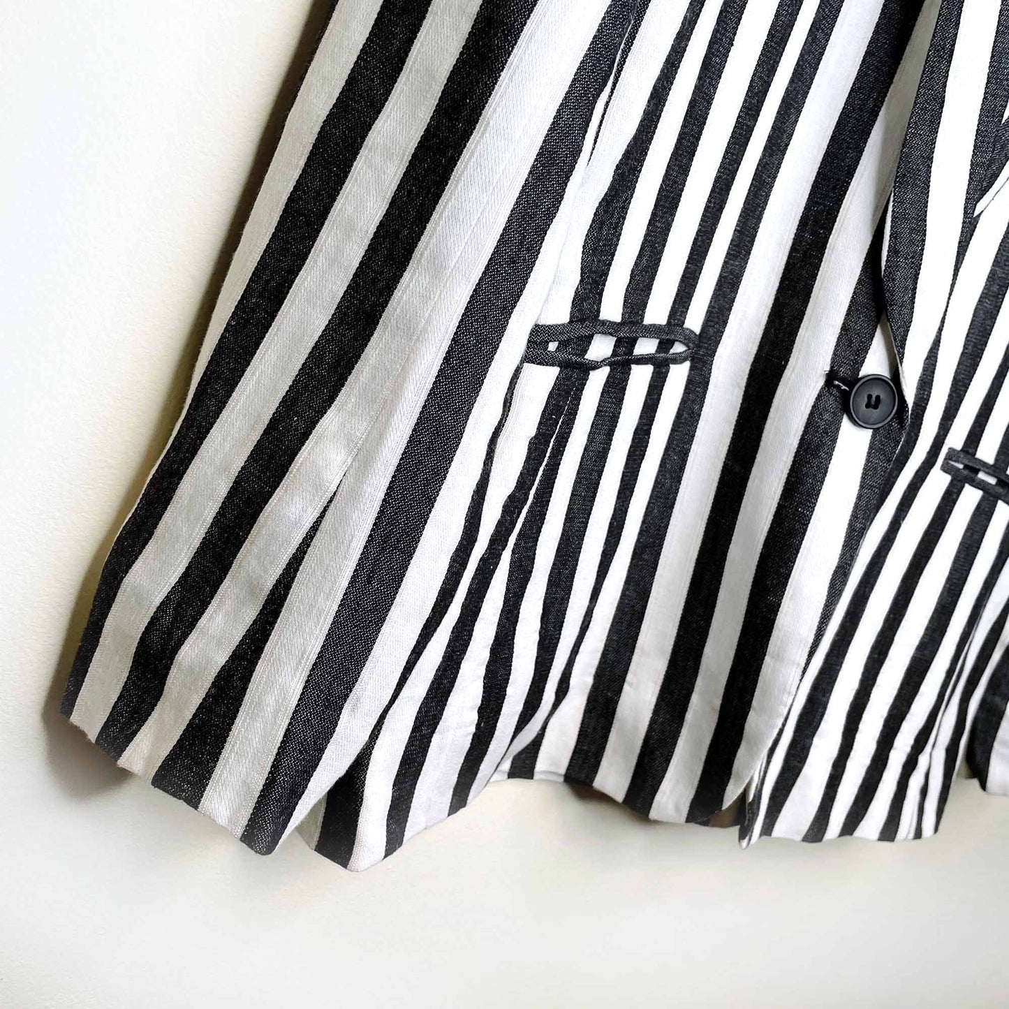 h&m linen-blend striped jacket blazer - size 4