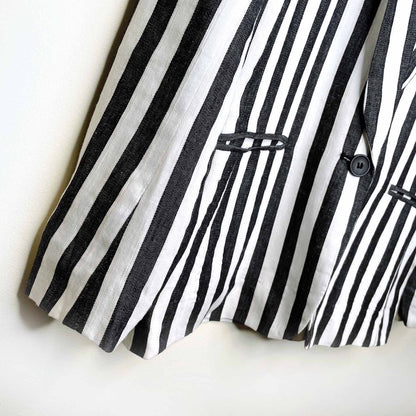 h&m linen-blend striped jacket blazer - size 4