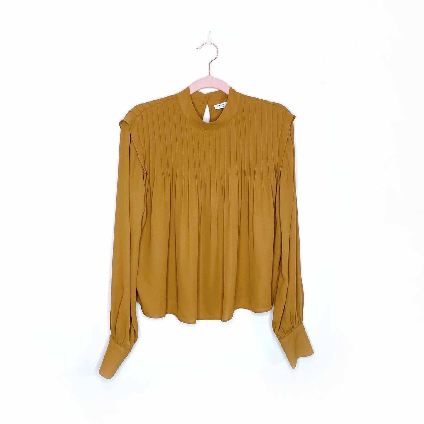 babaton long sleeve mockneck pleated blouse - size small