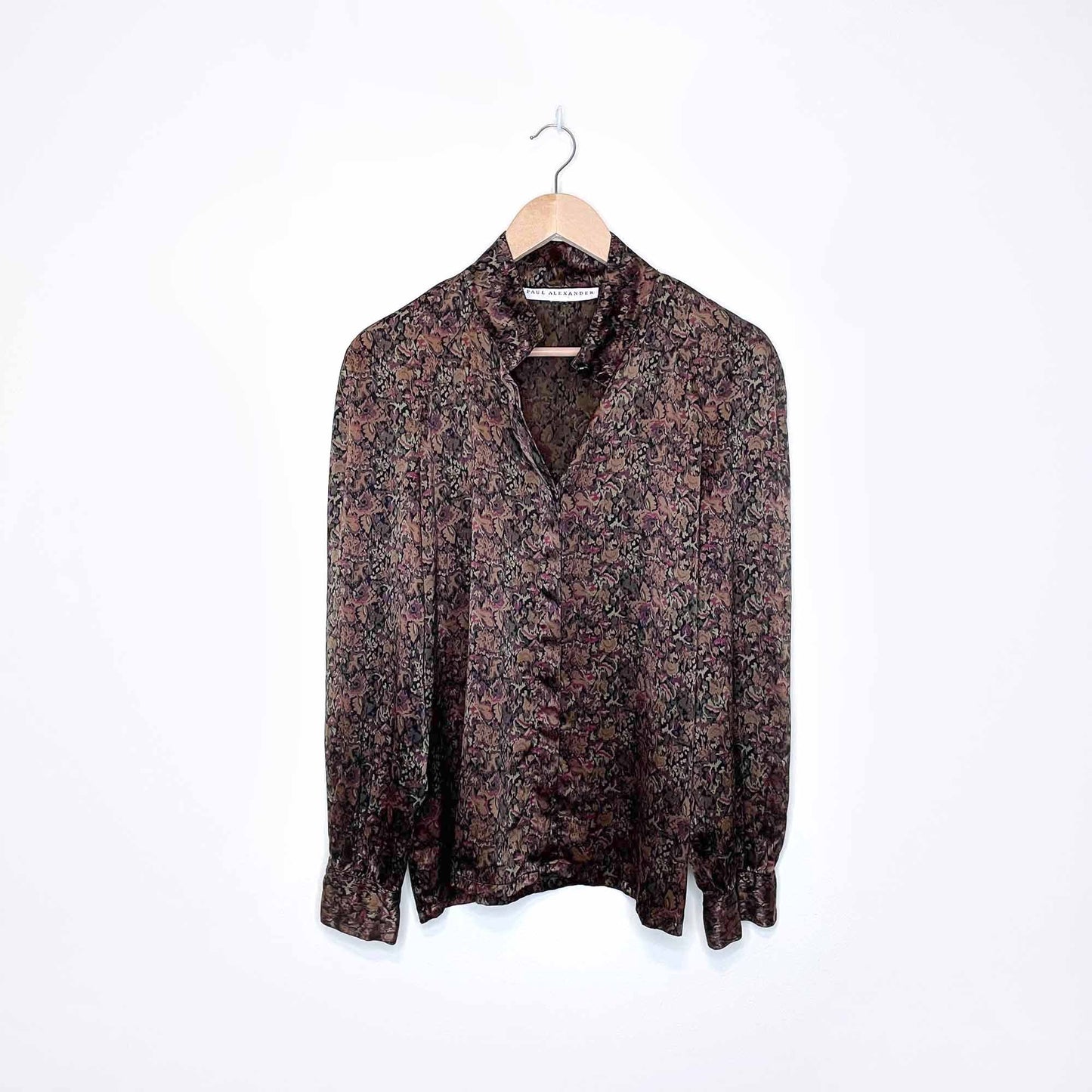 vintage paul alexander 100% silk floral blouse - size medium